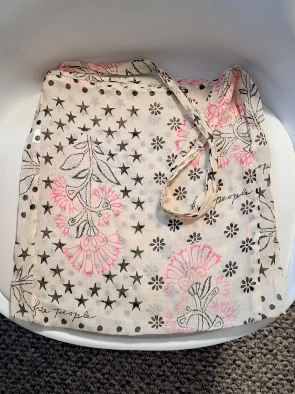 Free People Linen Gauze Crossbody Shopping Tote
